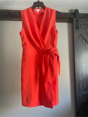Calvin Klein Red Sleeveless Wrap Midi Dress